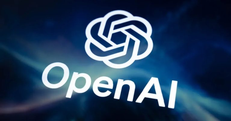 Logo de OpenAI con destellos cibernéticos y fondo azul violeta representando el lanzamiento de GPT-6