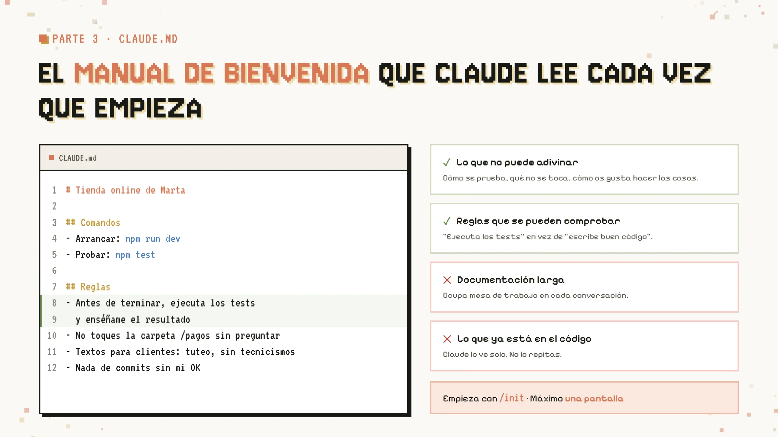 Estructura recomendada para el archivo CLAUDE.md