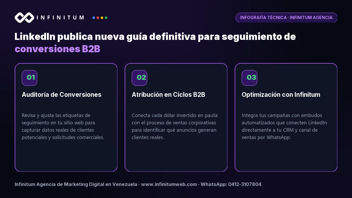 Infografía técnica: LinkedIn publica nueva guía definitiva para seguimiento de conversiones B2B - Claves estratégicas por Infinitum Agencia