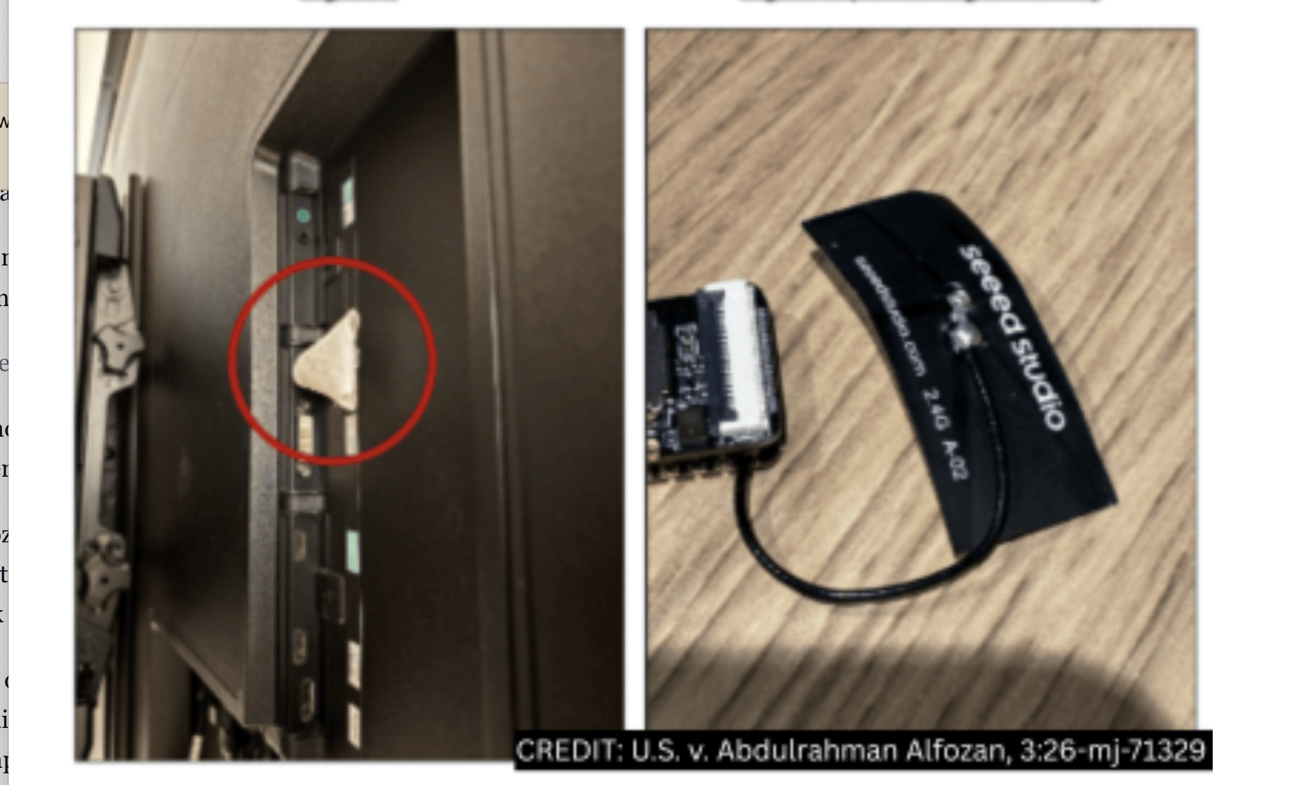 Dispositivo de grabación sofisticado recuperado detrás del televisor en la sala de conferencias ejecutiva de OpenAI