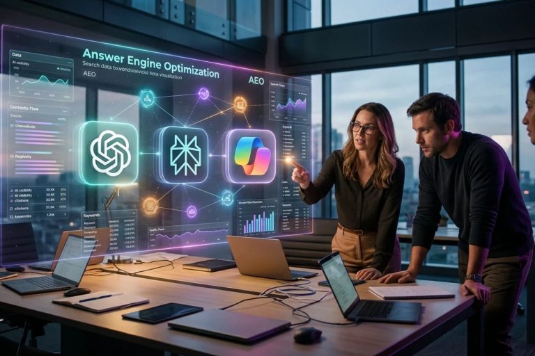 Herramientas AEO: Profound y Scrunch lideran el SEO para IA - Fotografía destacada Infinitum Agencia